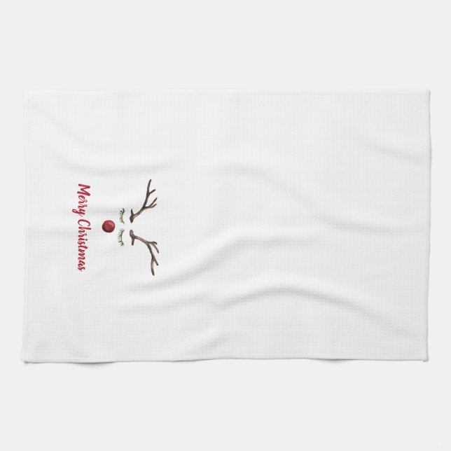 Rudolph Red Nose Reindeer  Kitchen Towel (Horizontal)
