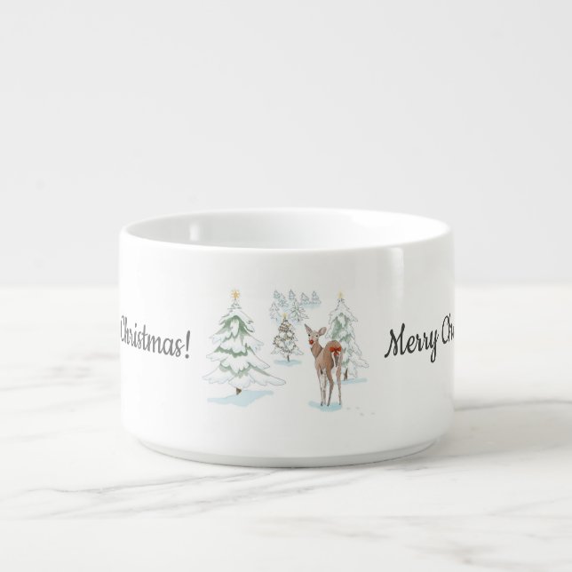 Rudolph Red Nose Reindeer Snow Scene Personalize Bowl (Center)