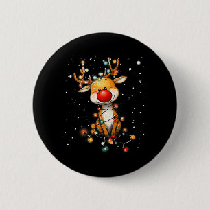 Rudolph Red Nose Santa Claus's Reindeer Christmas Button