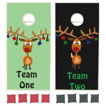 Rudolph Red-nosed Reindeer Christmas Cornhole Set by ChristmasSmiles at Zazzle