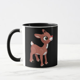 Christmas Red Nose Reindeer Face Front & Back Coffee Mug