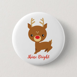 Rudolph Reindeer Christmas Button