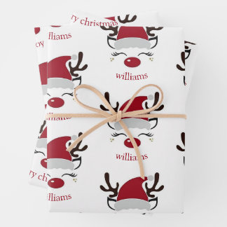 Rudolph Reindeer Family Christmas Wrapping Sheets