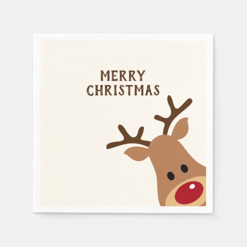 Rudolph Reindeer Merry Christmas Paper Napkin