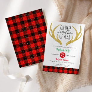 Rudolph Reindeer Oh Deer Christmas Holiday Party Invitation