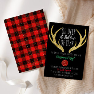 Rudolph Reindeer Oh Deer Christmas Holiday Party Invitation