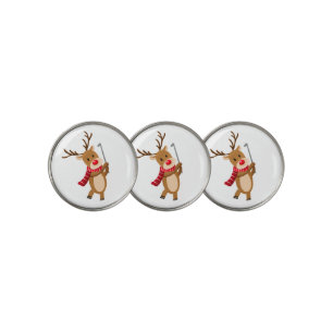 Rudolph Reindeer Playing Golf Ball Marker