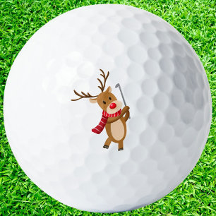 Rudolph Reindeer Playing Golf Balls