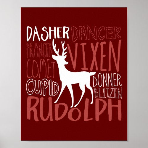 Rudolph Reindeer Silhouette Poster