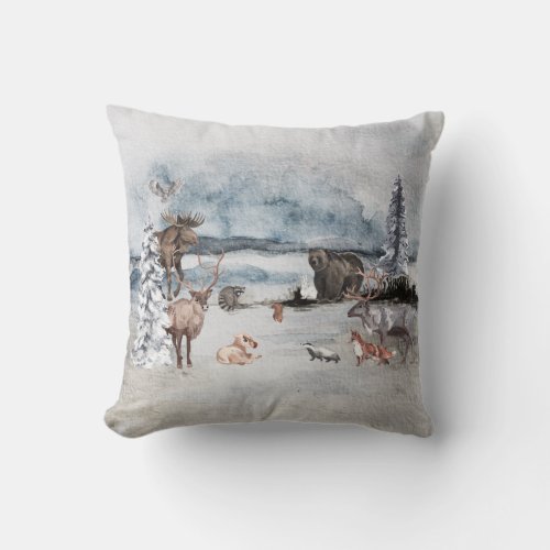 Rudolph Reindeer Woodland Animal Christmas Holiday Throw Pillow