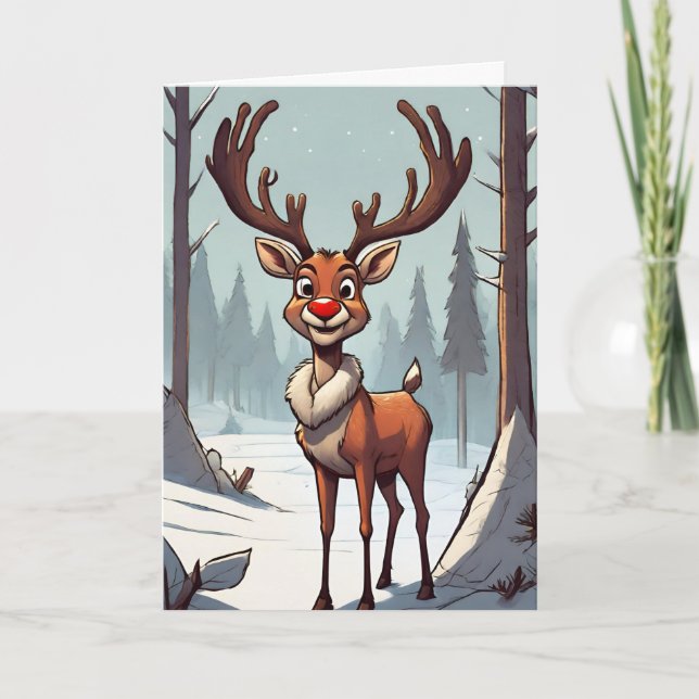 Rudolph Retro Concept Art Folded Holiday Card (Front)