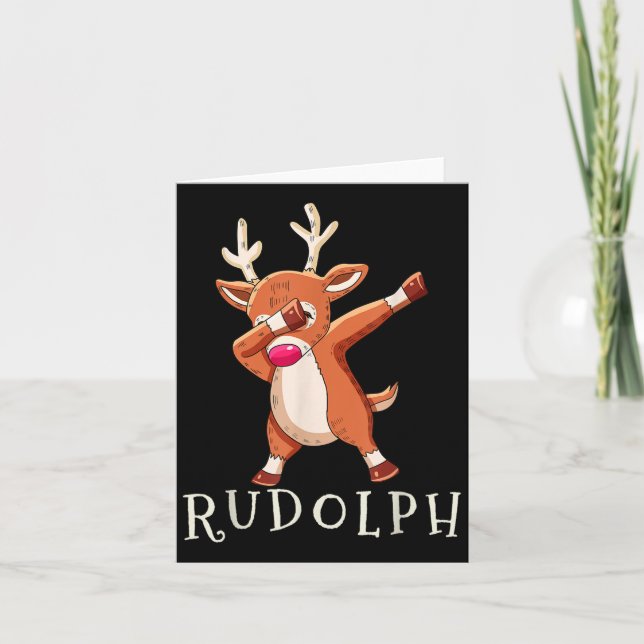 Rudolph Santas Reindeers Family Matching Outfit Ch Card (Front)