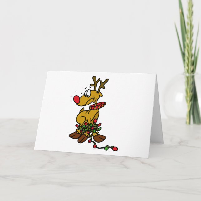 rudolph tangled in lights holiday card (Front)