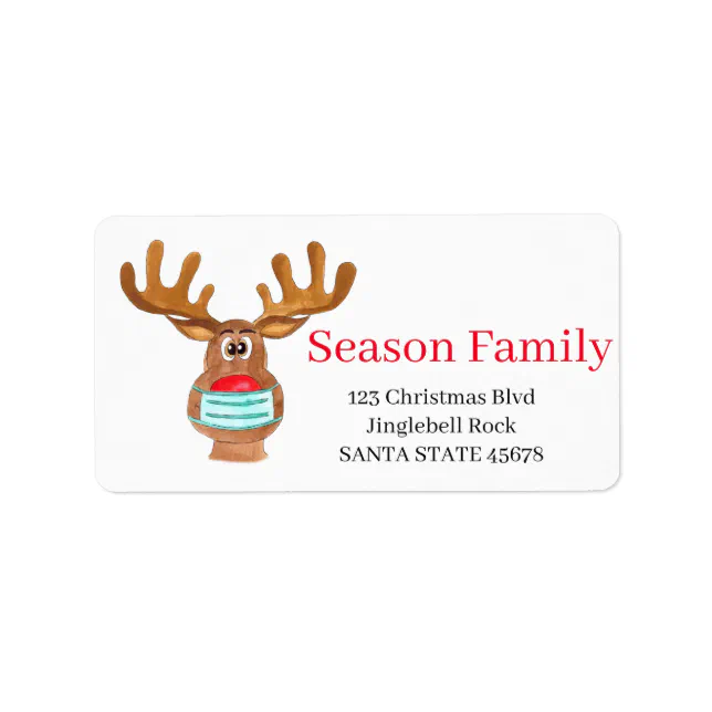 Rudolph the Face Masked Reindeer Label | Zazzle