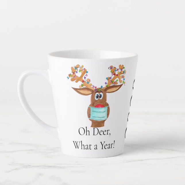 Rudolph the Face Masked Reindeer Latte Mug (Left)