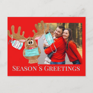 Rudolph the Face Masked Reindeer Photo Card