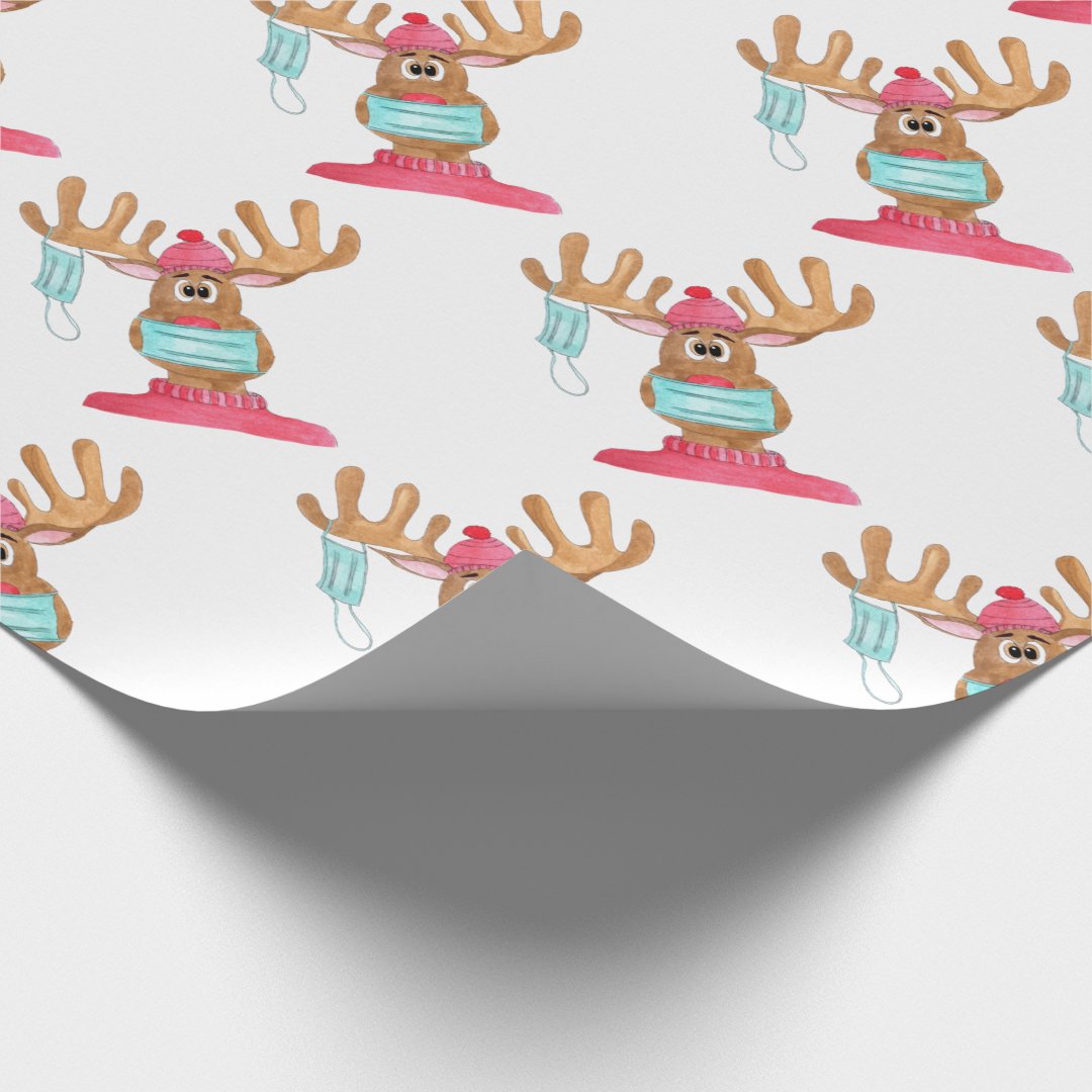 Rudolph the Face Masked Reindeer Wrapping Paper | Zazzle