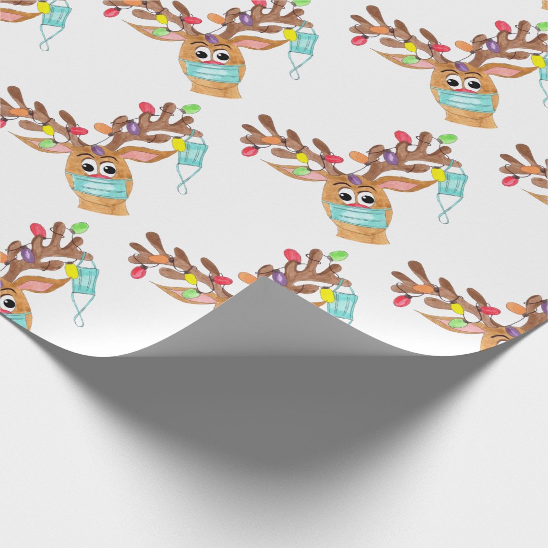 Rudolph the Face Masked Reindeer Wrapping Paper | Zazzle