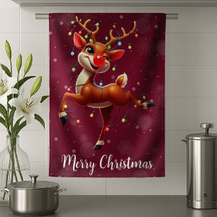 Rudolph The Red Nose Reindeer Christmas Kitchen Towel
