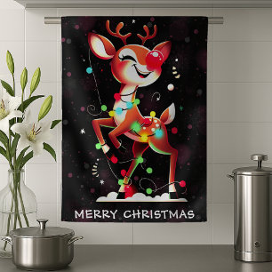Rudolph The Red Nose Reindeer Christmas Kitchen Towel