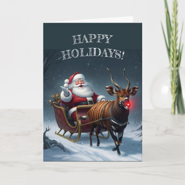 Rudolph the Red Nosed Bongo! Holiday Card (Front)