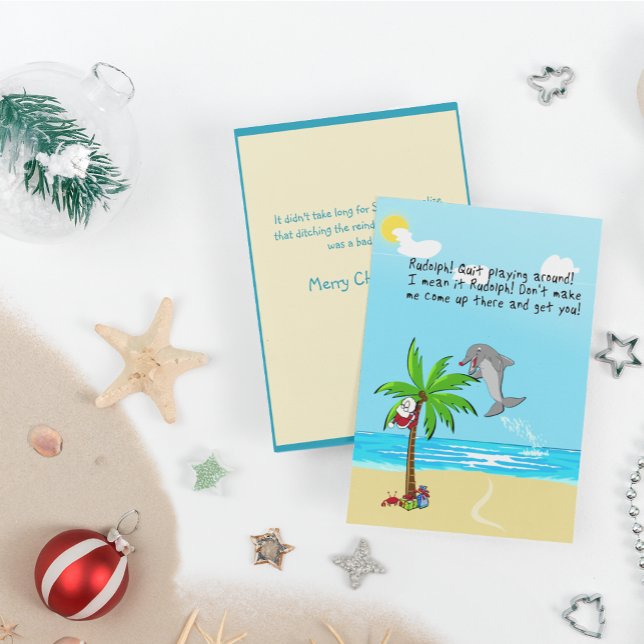Rudolph the Red-Nosed Dolphin Flat Holiday Card (Creator Uploaded)