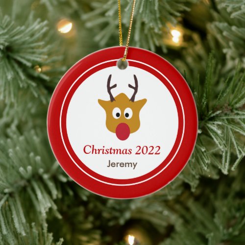 Rudolph The Red Nosed Reindeer Christmas Ceramic Ornament