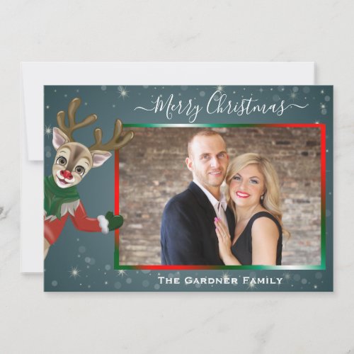 Rudolph the Red Nosed Reindeer Christmas photo Holiday Card