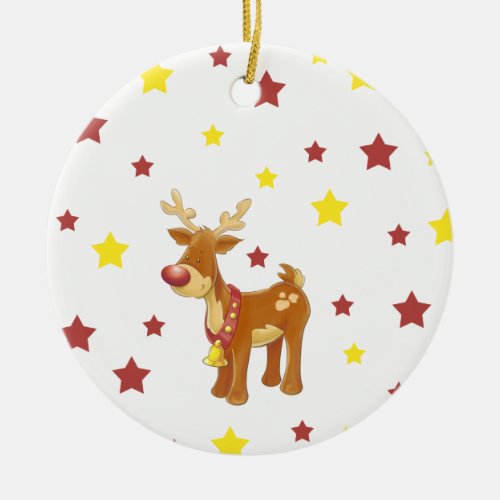 Rudolph the red nosed reindeer Christmas stars Ceramic Ornament