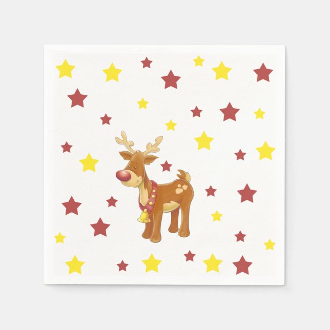 Rudolph the red nosed reindeer Christmas stars Napkins (Front)