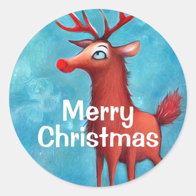 Rudolph the red nosed reindeer classic round sticker (Front)