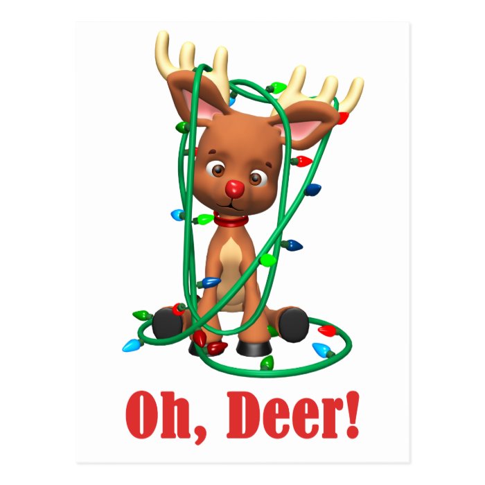 Rudolph the Red Nosed Reindeer Gets Tangled Up Postcards