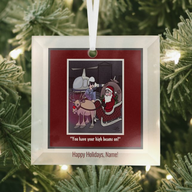 Rudolph The Red-Nosed Square Glass Ornament (Insitu)