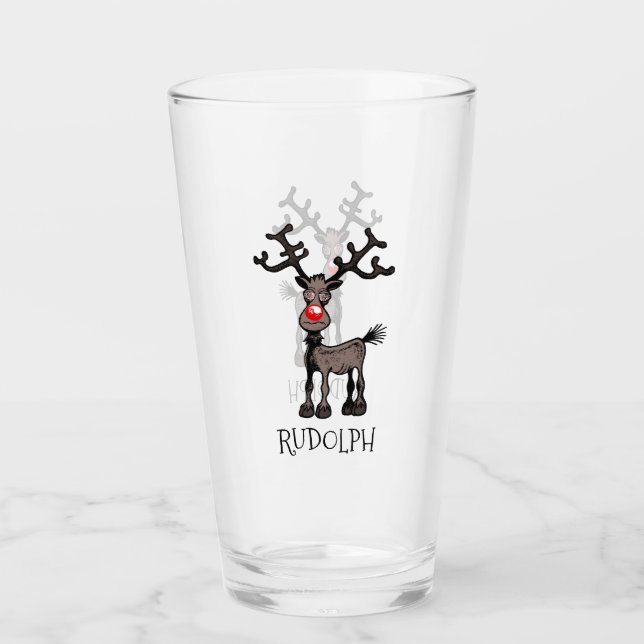 Rudolph the Reindeer Glass (Front)