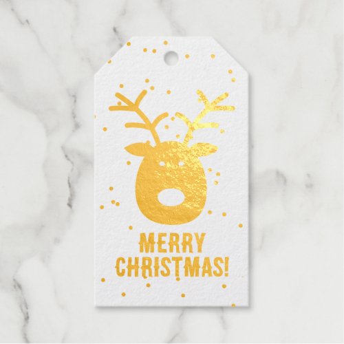 Rudolph the reindeer gold foil Christmas gift tags
