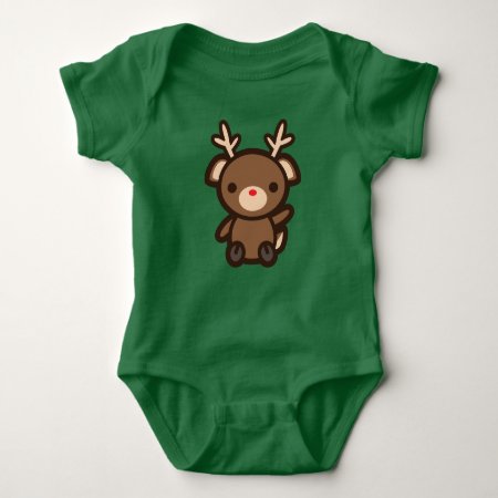 Rudolph The Reindeer Kawaii Christmas Holiday Baby Baby Bodysuit