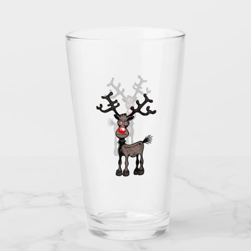 Rudolph the Reindeer on a Glass Tumbler