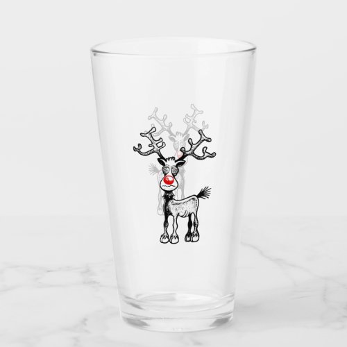 Rudolph the Reindeer on a Glass Tumbler