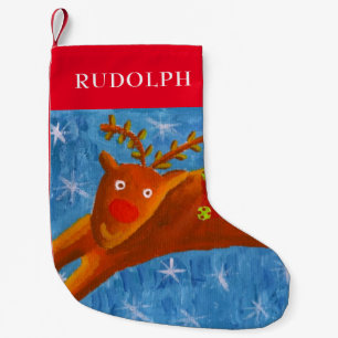 Rudolph the Reindeer Personalized Name Small Christmas Stocking