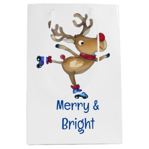 Rudolph The Reindeer Roller Skating Medium Gift Bag