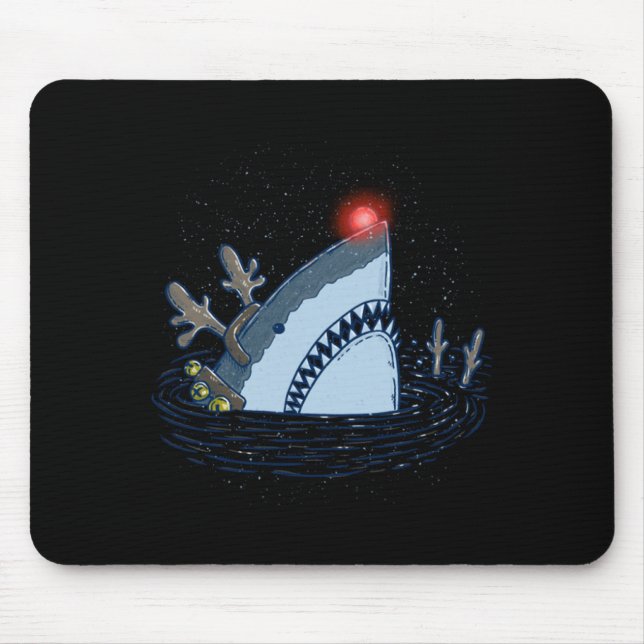 Rudolph The Shark - Funny Christmas Long Sleeve  Mouse Pad (Front)