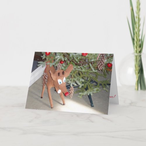 Rudolph Under the Tree Christmas Card