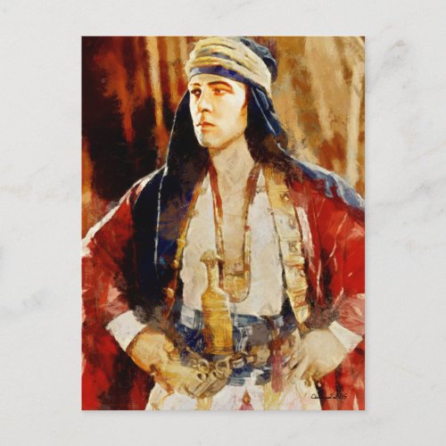 Rudolph Valentino as the Sheikh Art Postcard