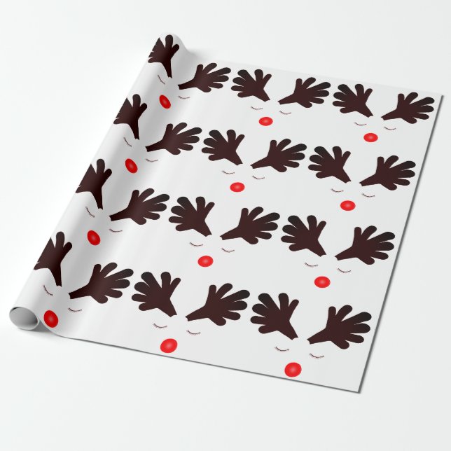 Rudolph White Wrapping Paper (Unrolled)