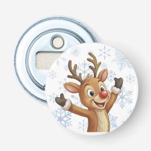 Rudolph With Blue Snowflakes Bottle Opener