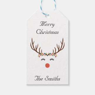 Rudolph with flower crown favor tags