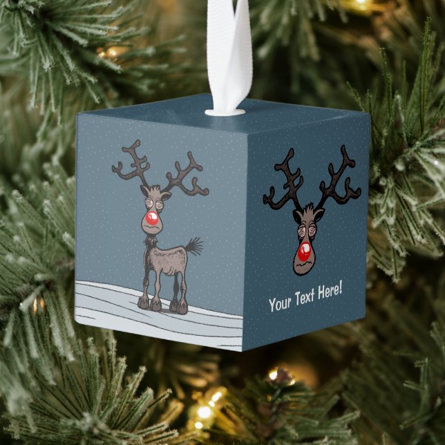 Rudolphs Christmas Hustle Cube Ornament (Tree)