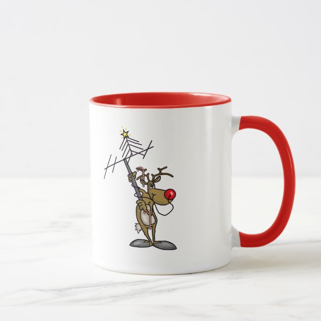 Rudolph's Nose Powering Ham Radio Antenna Mug (Right)