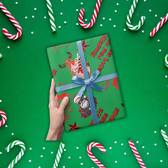 Rudolph's Red Nose ain't Cop Lights | Wrapping Paper (Creator Uploaded)