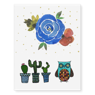 Rudravi Tattoo Sheet 1 (Rose,Cactii,Owl)